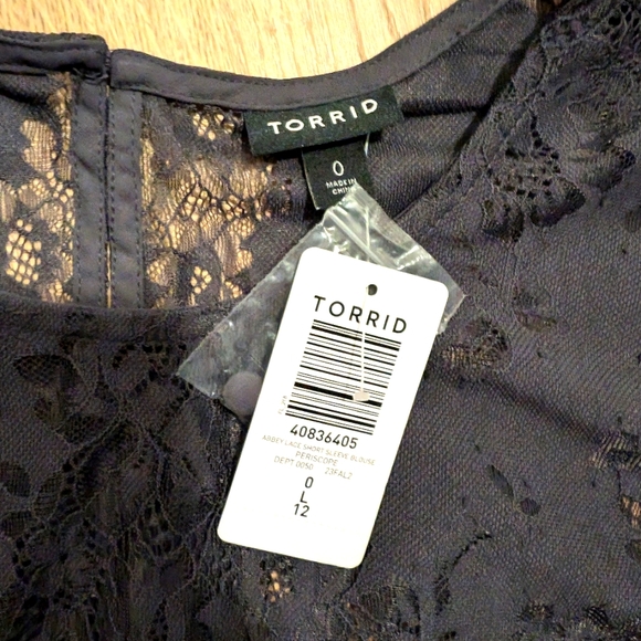 🆕 Torrid NWT Plus 0 0X Gray Abbey Lace Babydoll Top Blouse Shirt NEW - Picture 3 of 7